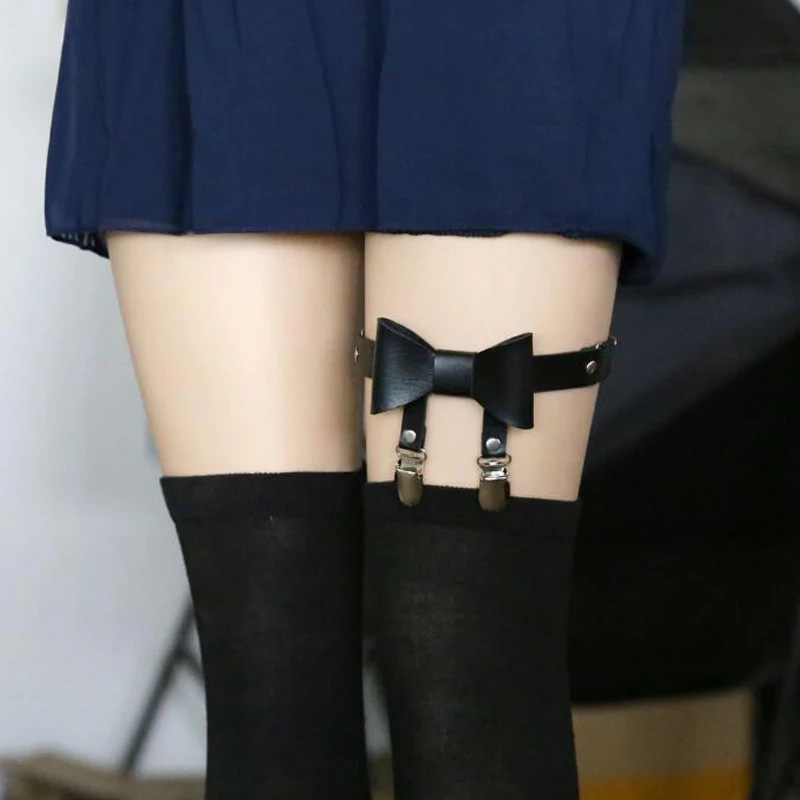 European and American fashion bow Garter Japanese cos dark punk thigh ring sexy stockings non-slip Garter clip