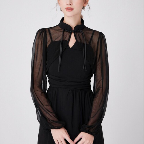 Cross-border best-selling ready-to-ship national-style qipao with snow silk shawl collar and lapel, for children and adults, beach sun protection decoration collar