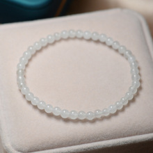 4mm极细冰种白玉髓手链小珠子手串女简约而精致感设计水晶