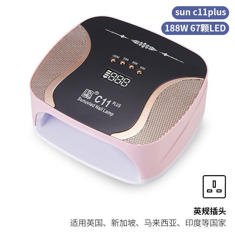 Lámpara de manicura inteligente de alta gama de luz de terapia de diamante 256W de alta potencia de pegamento de vinilo lámpara de horneado de dos manos secador de uñas transfronterizas