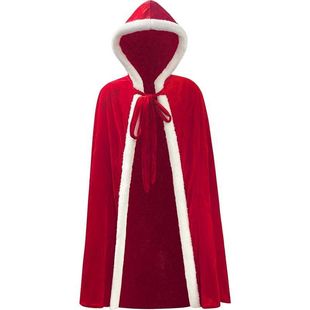Unisex Velvet White Raw Edge Lace-Up Cloak Christmas Cloak Cosplay Anime Performance Cloak