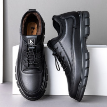 皮鞋男款商务正装皮鞋冬季英伦休闲 加绒棉皮鞋防滑软底中年爸爸