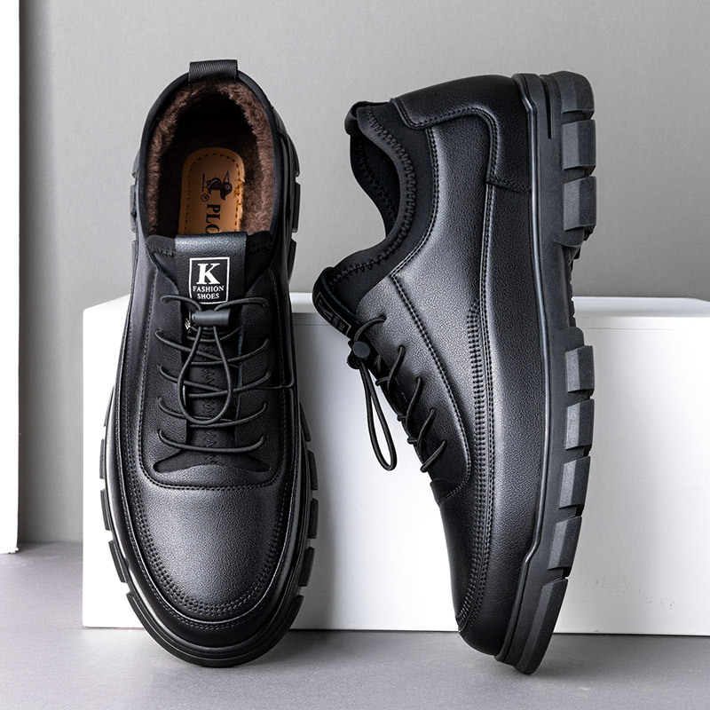 皮鞋男款商务正装皮鞋冬季英伦休闲 加绒棉皮鞋防滑软底中年爸爸