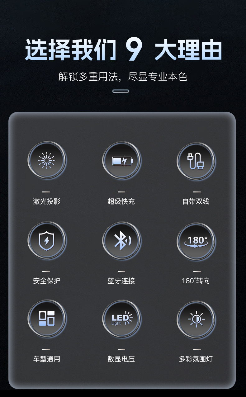 Intelligent Recognition Fast Charging Car Mobile Phone Charger Bluetooth Mp3 Player Starry Sky Ceiling Spotlight Charging Without Heating