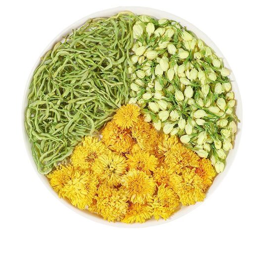 Three-flower tea honeysuckle chrysanthemum jasmine flower combination tea triangle bag independent small packaging source manufacturers wholesale generation