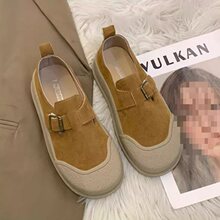 文艺复古森女风厚底单鞋女鞋子2025新款春秋一脚蹬乐福鞋休闲板鞋