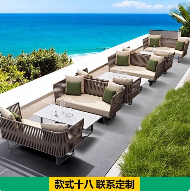 Sofá de aluminio al aire libre Villa paisaje diseñador de muebles asientos al aire libre balcón hotel ventas image 23