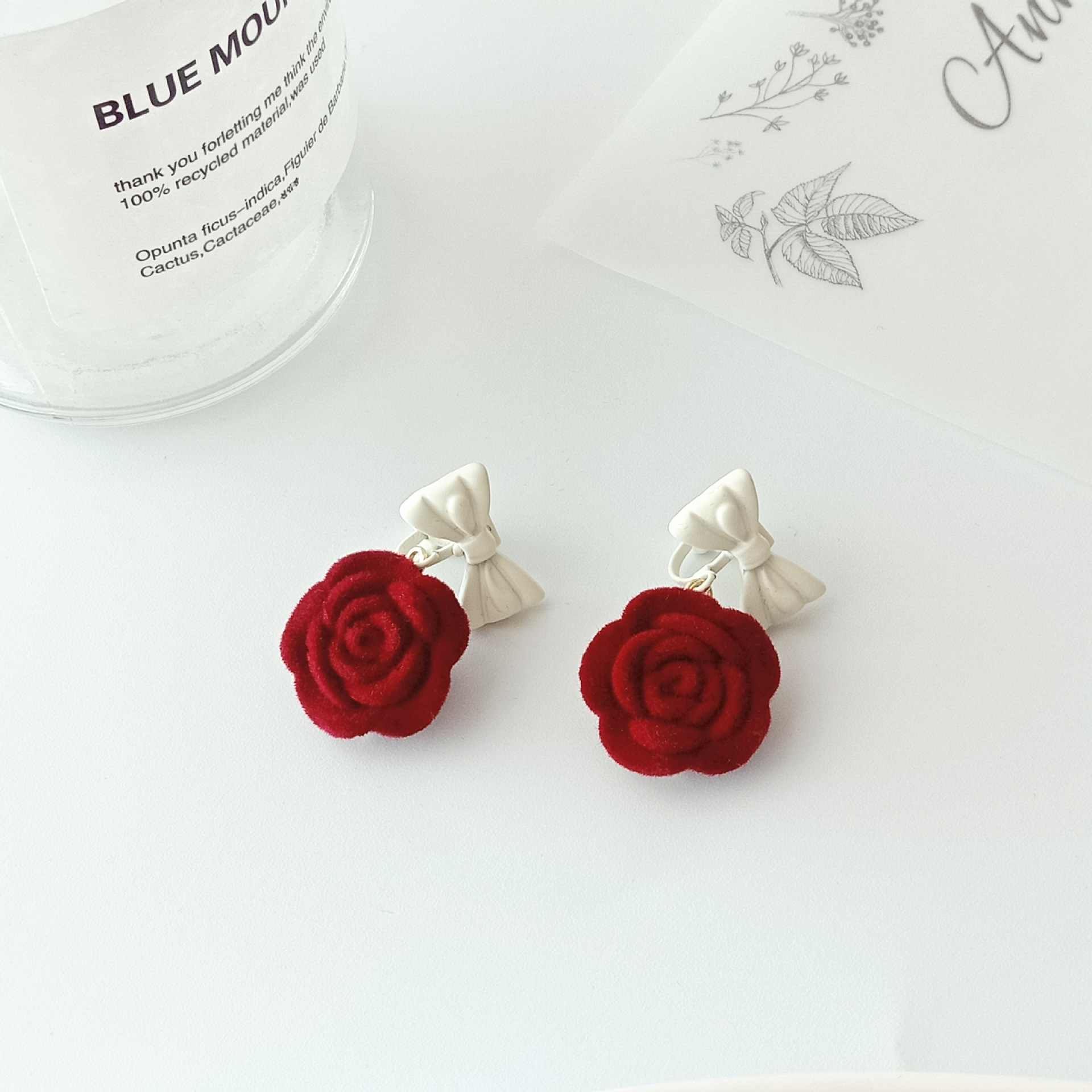 Sweet Flower Bow Knot Alloy Resin Earrings display picture 4