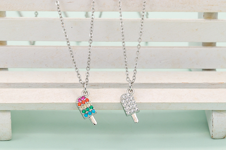 Copper Material Fashion Color Ice Cream Short Inlaid Zircon Copper Clavicle Chain Wholesale Nihaojewelry