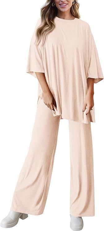 618g Weight Half Sleeve Sleeve Length Spandex, Polyester Fabric Type Pant Co-ord Set Sets Type 2 Pieces Set Quantity Daily Occasion Round Neck Neckline Loose Fit Type Solid Color Pattern Summer, Spring Season Women's Gender Casual Style Daily Women's Casual Solid Color Spandex Polyester Pant Co-ord Set Pants Sets 16