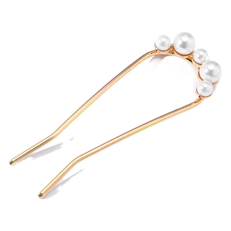 Horquillas de pelo vintage de estilo europeo y americano, elegantes y sofisticadas horquillas de perlas en forma de U para mujer.