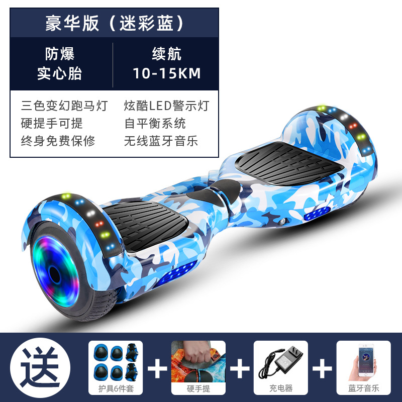 Coche de equilibrio para niños de 7 pulgadas Coche de oscilación de dos ruedas para adultos para niños Bluetooth caballo corriendo Luz Coche de equilibrio eléctrico para niños