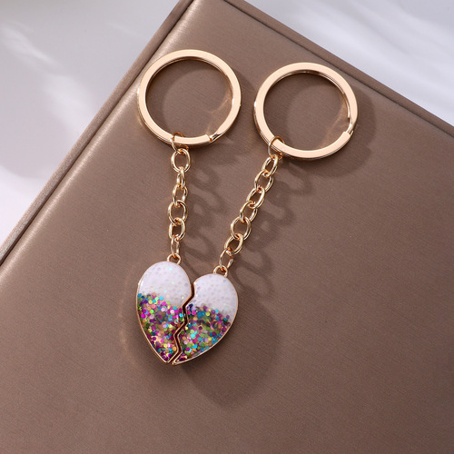 Cross-border new love rainbow keychain Internet celebrity girl simple bag pendant alloy drop yo pendant jewelry