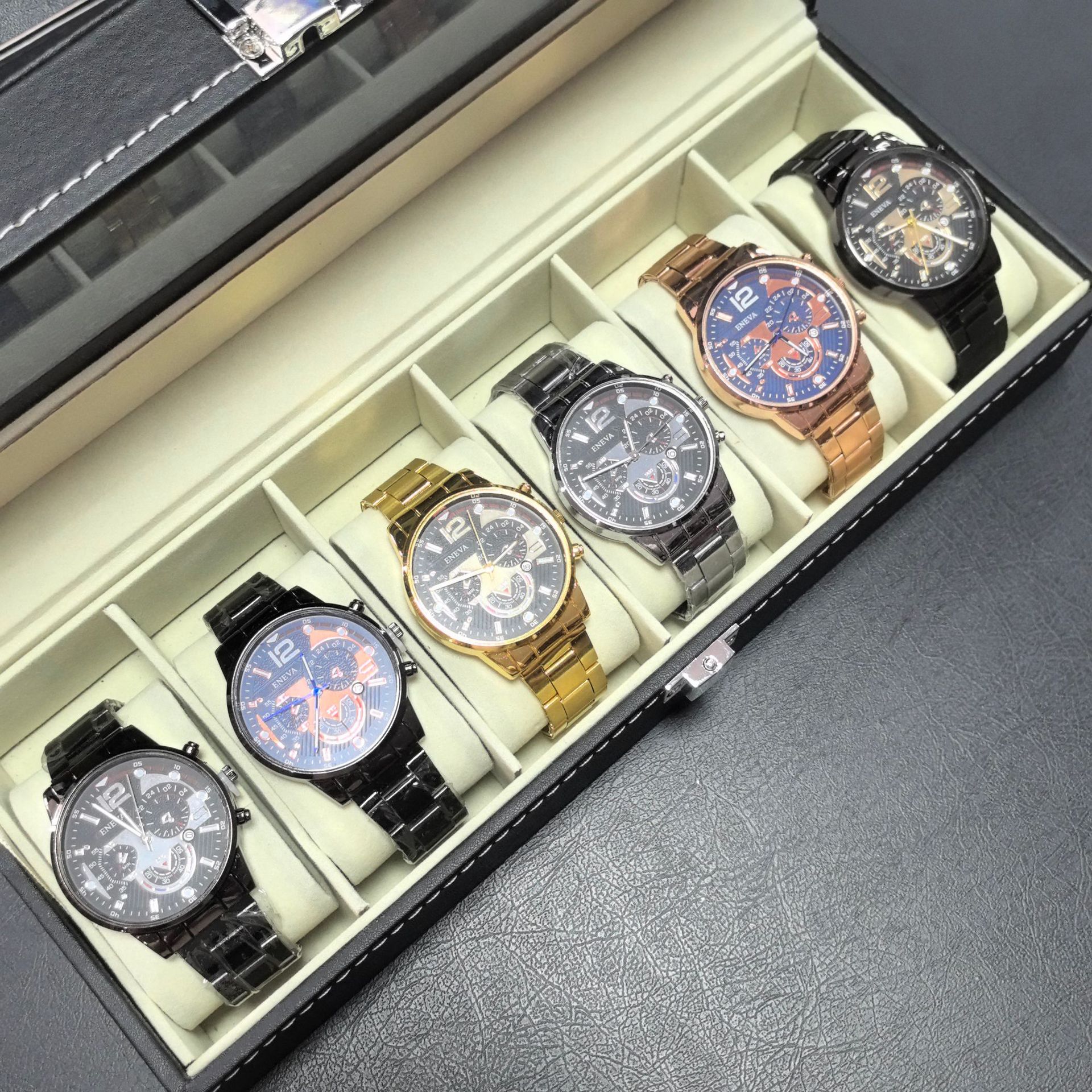 6Pcs Men's Boxed Watch Men's Luxury Watch Set Fashion Luminous Quartz Watch Men's Gift Watch