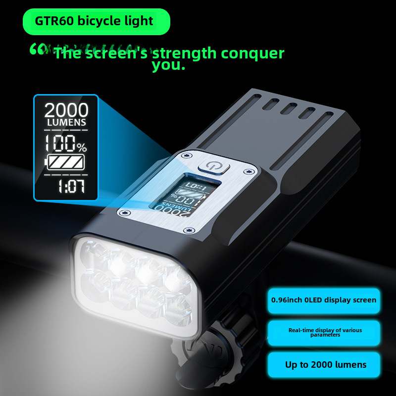 Φως ποδηλάτου GTR60 Φόρτιση προβολέα Ισχυρό φως Φακός Εξοπλισμός ποδηλασίας Αξεσουάρ νυχτερινής ποδηλασίας Φως ποδηλάτου βουνού_voghion.com