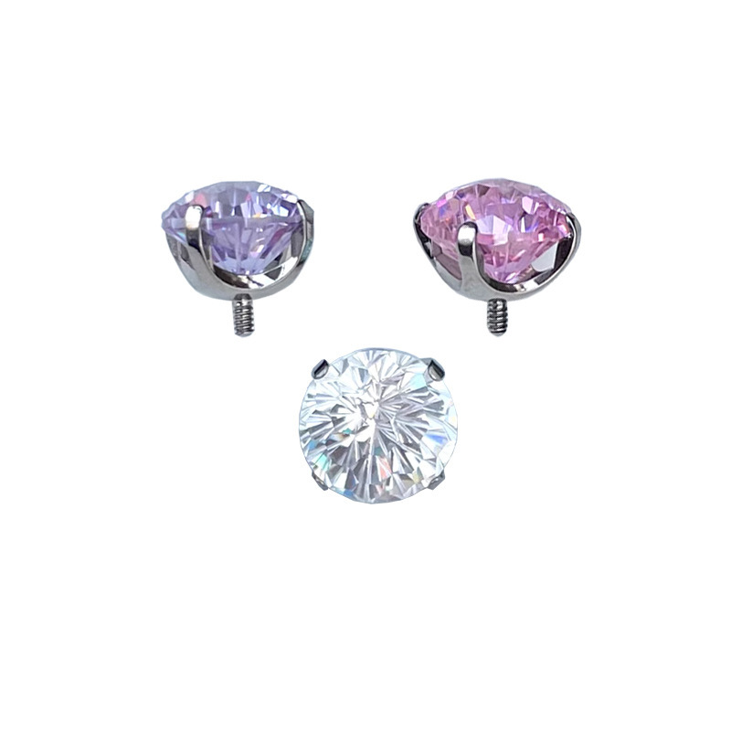 F136 Titanium Alloy Earrings 7A Fireworks Diamond 5-8mm Earrings Wholesale Cochlear Nails with 0.9 Thread detail image 7