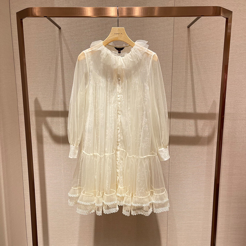 Design Perspective Mesh Dress 2023 Autumn New Internet Celebrity Fairy Elegant Age-reducing Long Dress P144603B