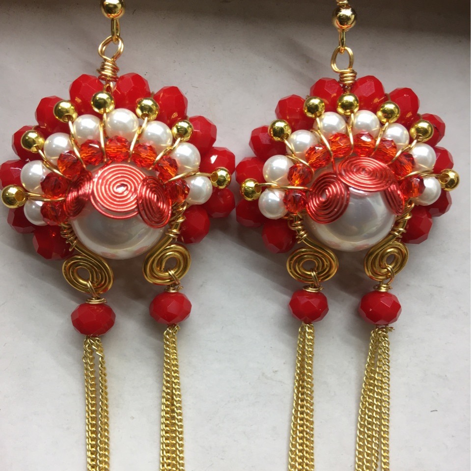 National style sword horse Dan earrings ethnic style handmade silk Peking Opera facial makeup earrings personalized niche jewelry women's retro