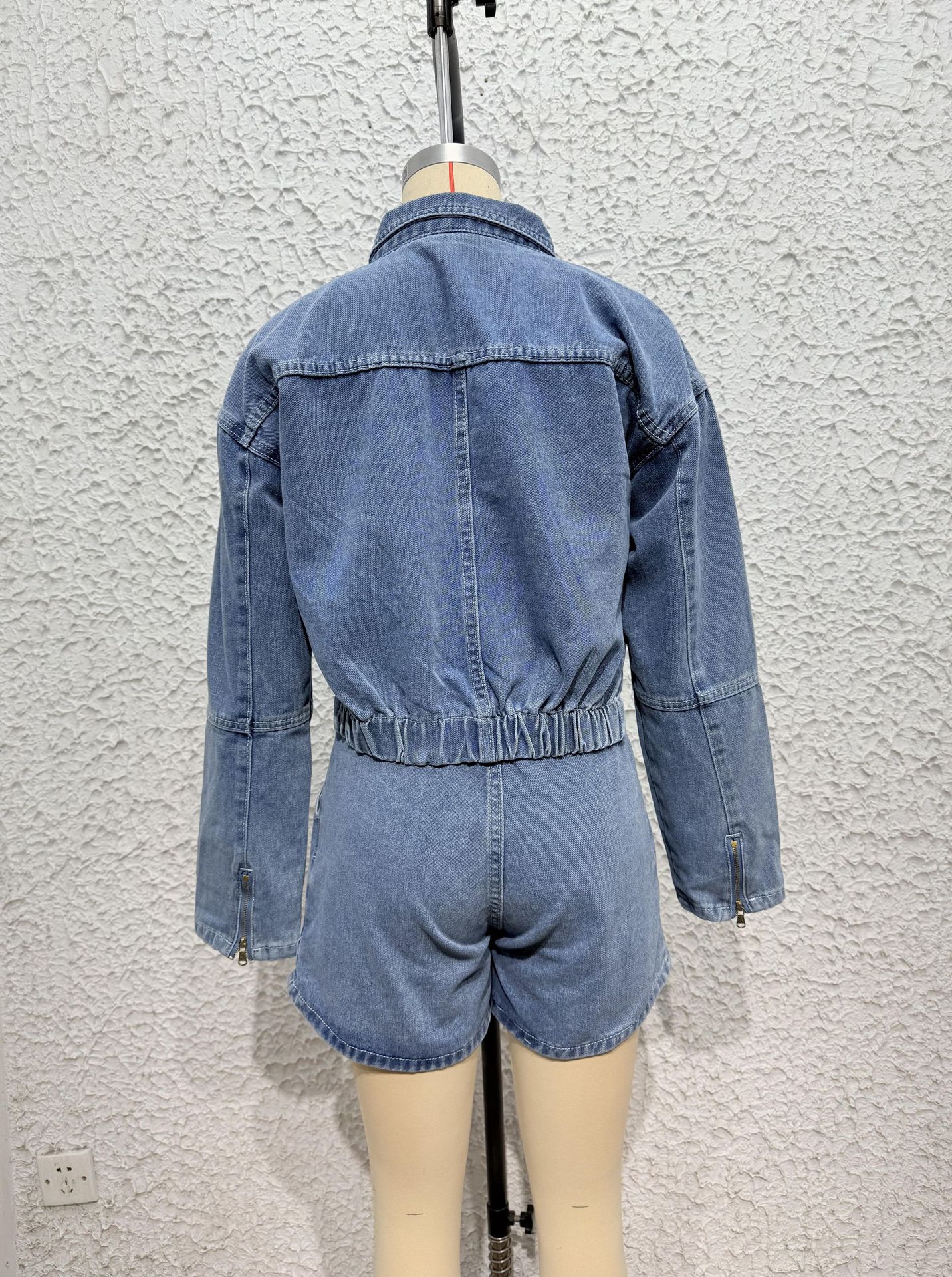 Polyester, Denim Fabric Type Holiday Women's Streetwear Solid Color Polyester Denim Shorts Co-ord Set Shorts Sets