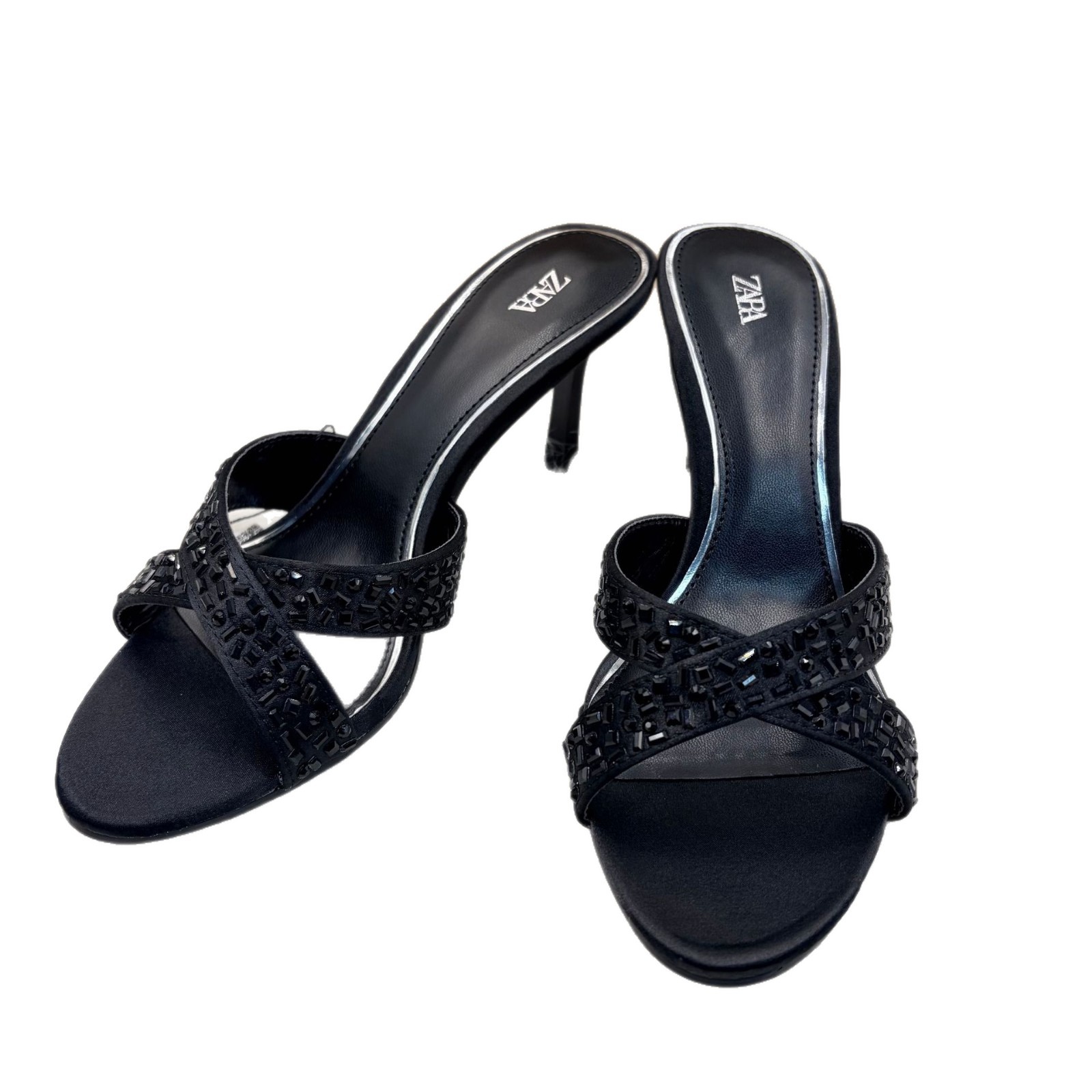 2026 Summer New European and American Style One Belt High Heel Women's Super Fiber Leather Sandals Comfortable and Versatile Sandals