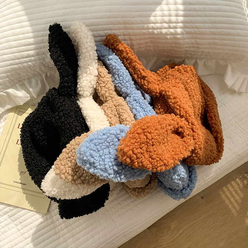 Lamb Wool Rabbit Ears Hat Women's Autumn and Winter 2021 New Warm Internet Celebrity Korean Version Cute Stuffed Pullover Hat