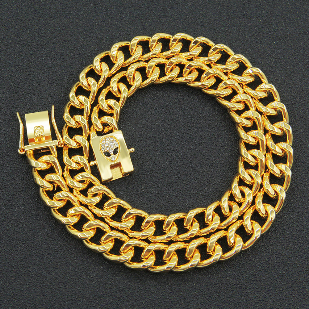 Hip-Hop Solid Color Alloy Inlay Rhinestones Menu0027S Necklace 1 Piece