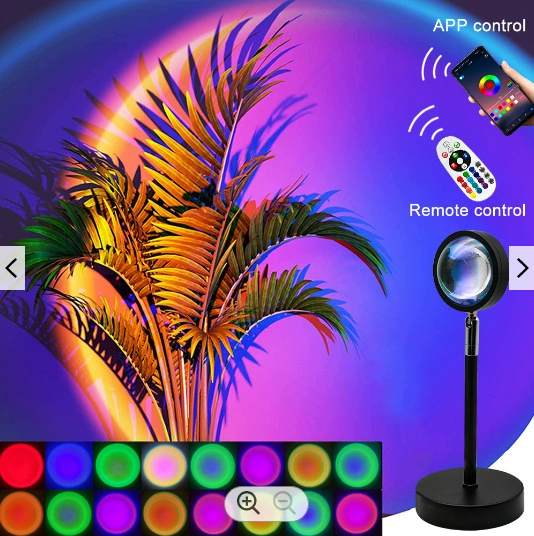 APP лампа закат, проекция закатного света, пульт ДУ RGB лампа-закат, напольная лампа, утренний свет, атмосфера многосценарной композиции