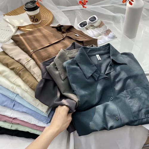 High-end drape loose slim long-sleeved shirt for women in spring and autumn design niche casual and unique outer layered top