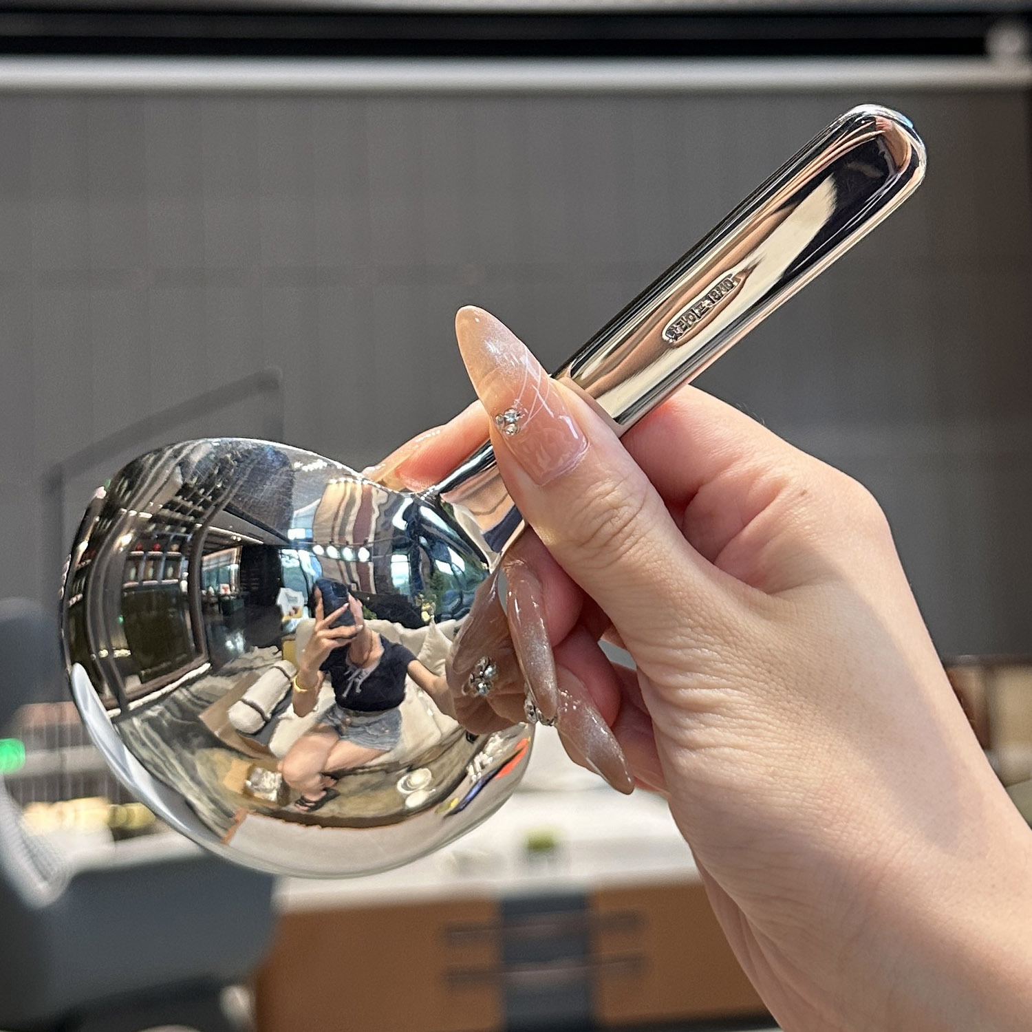 [Experiencia noble] Mango corto de acero inoxidable 316 cuchara redonda grande 18/10 cuchara de sopa de cabeza grande cuchara de fideos de arroz