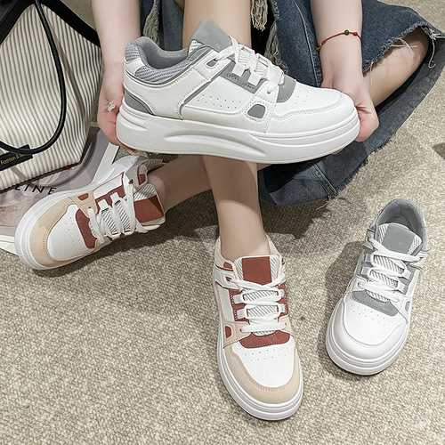 小白鞋女款透气舒适时尚板鞋2023韩版夏秋季新款松糕厚底休闲单鞋