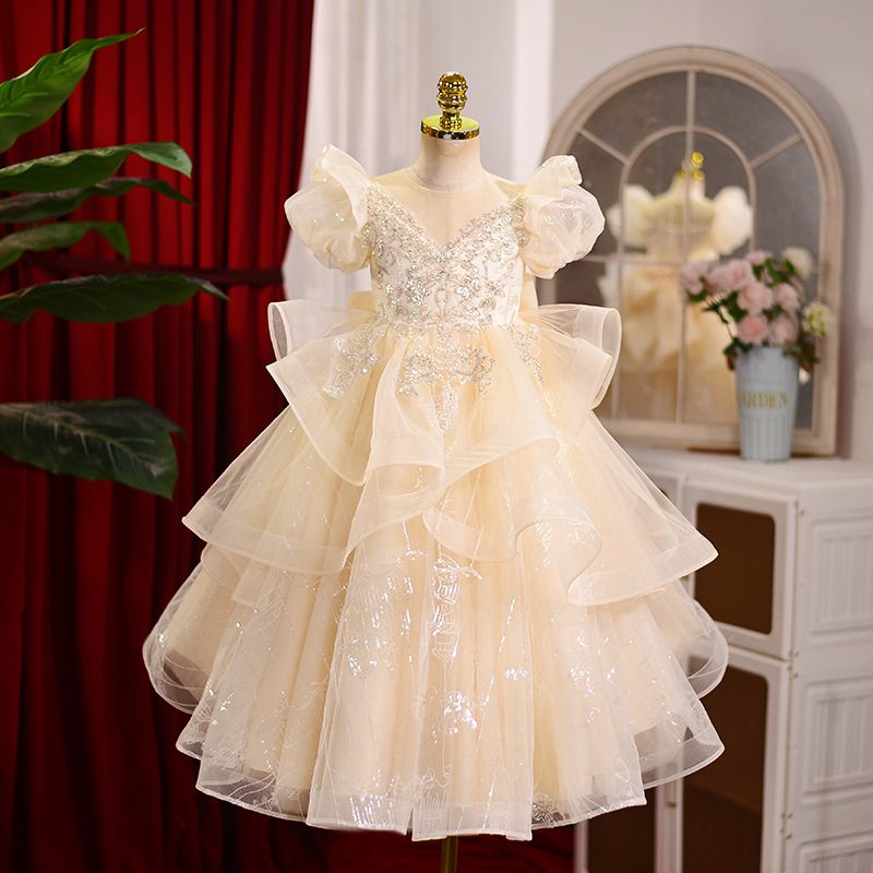 Children's Evening Dress Girls' dress Puffy Yarn Flower Girl Princess Skirt Piano Host catwalk costume Cross Border Children's Evening Dress Girls' dress Puffy Yarn Flower Girl Princess Skirt Piano Host catwalk costume Cross Border