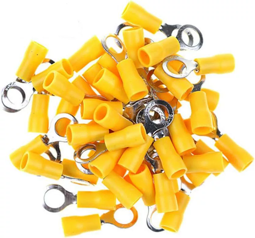GFORTUN 100PCS Yellow Insulated Ring Terminal Electrical Wir