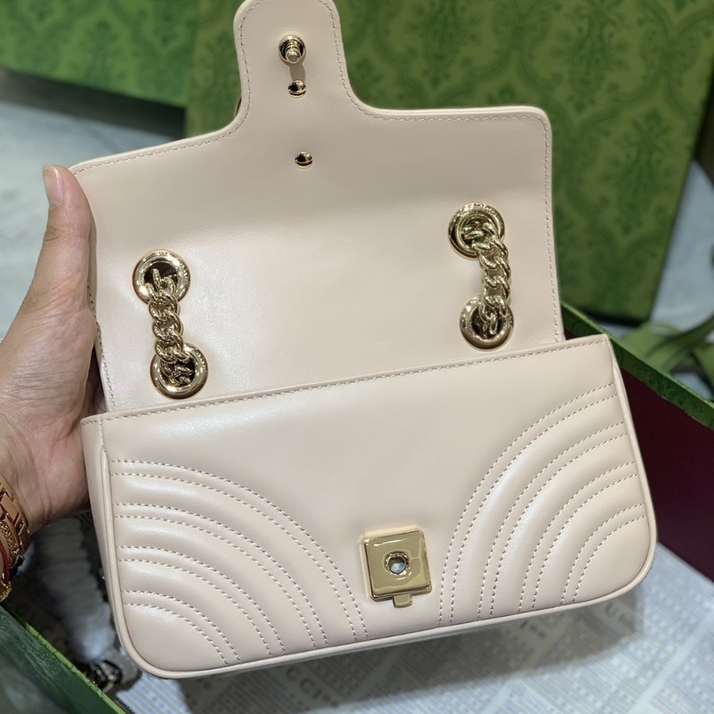 G家の新しい薄いピンクの馬蒙包の小さいサイズの22cmの肩の斜めのショルダーのチェーンの女性のカバンの工場の本革のmarmontのカバン|undefined