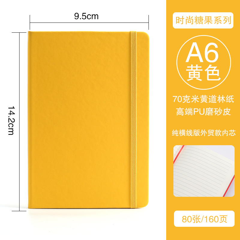 Libreta de negocios con páginas completamente rayadas para exportación transfronteriza, bloc de notas A5 con banda elástica, diario simple de PU.