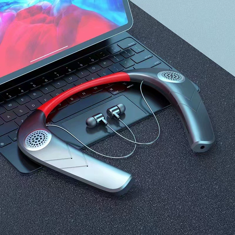 Новая Шея висит шеи Bluetooth гарнитура 5,2 динамик гарнитура два-в-одном спортивный Тип переключения может быть размещен вне двойной динамик