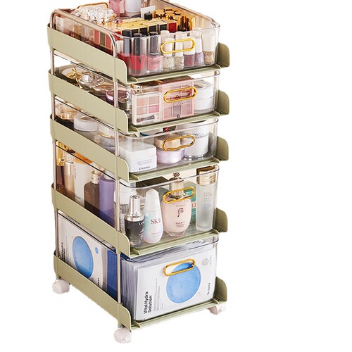 Drawer-type storage rack in kitchen cabinet under the sink, pull-out spice rack, floor-standing sandwich cosmetic box storage rack