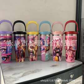 爆款卡通图片汽车杯不锈钢保温保冷杯手提冰霸杯大容量车载咖啡杯