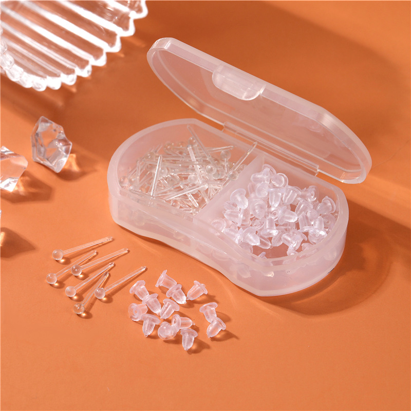 2-rejilla de oído palo con tapón de oído traje agujero de oído anti-oído tapón espárragos de oído de plástico palillo de oreja simple de silicona palo de oreja