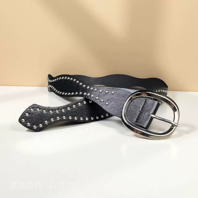 New trendy leather belt, stylish and unique studded youth belt, punk snap-button casual pants belt, available for wholesale