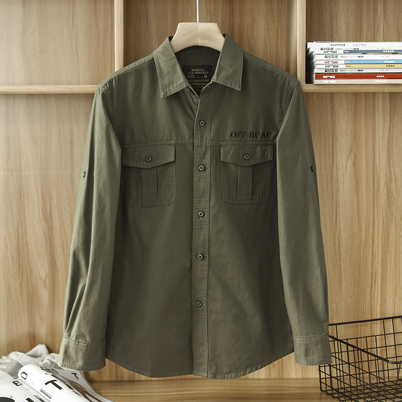 Primavera japonesa vintage camisa de trabajo de hombre camisa de manga larga casual de moda suelta chaqueta de hombre