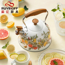 跨境创意小清新植物鸣笛烧水壶欧式不锈钢煮水壶3L新款柠檬鸣音壶