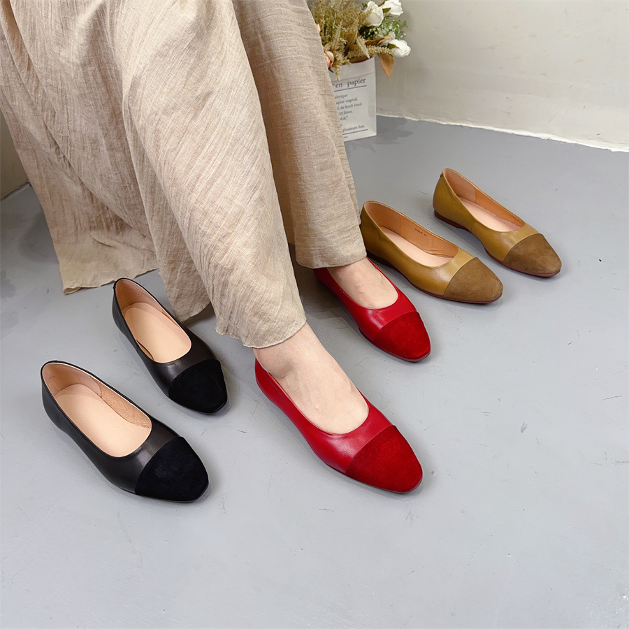 Comfortable suede shoes made of soft leather flat