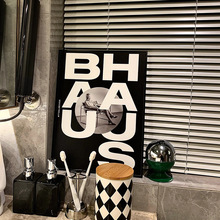 包豪斯BAUHAUS藝術海報裝飾畫黑白英文櫃台擺件掛畫沙發卧室擺畫