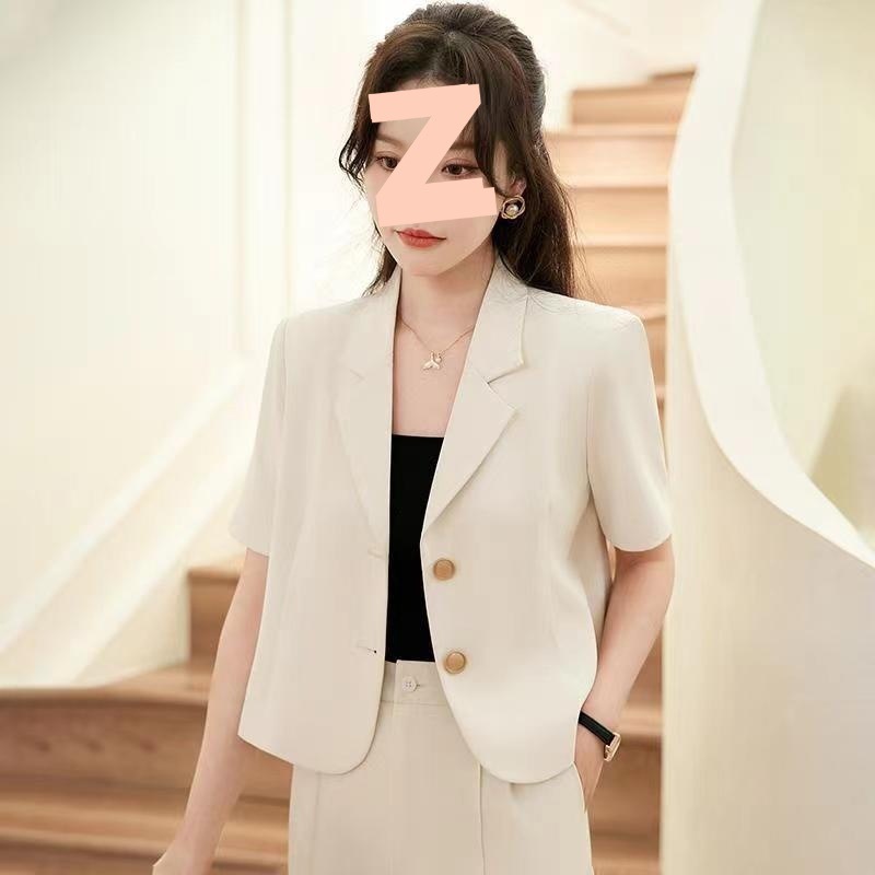 小个子西装外套女2025新款夏装短袖通勤单件高级感短款西服外套潮