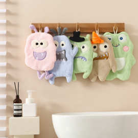 怪兽擦手巾可爱卡通玩偶立体造型儿童擦手帕双层珊瑚绒擦E18