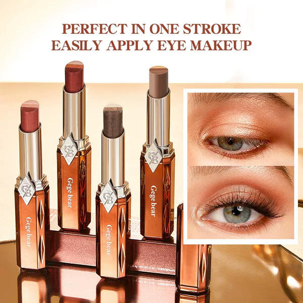 Cross-border Gege Bear Star Diamond Fine Glitter Three-Color Eyeshadow Stick: Natural Highlighting, Pearlescent Finish, Non-Flying Powder, Affordable Makeup