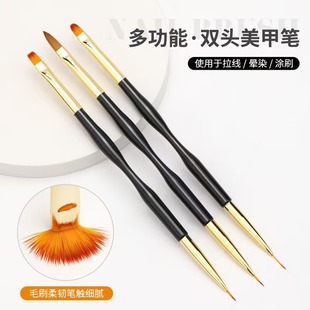 Small man waist double head nail Pen pull pen carving pen round head light therapy pen flat head light therapy pen nail art brush 3