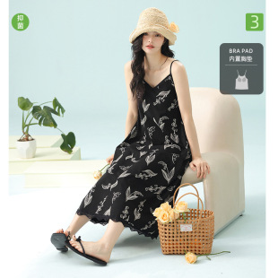 [antibacterial xinjiang cotton] with chest pad class a cotton summer sleeveless sling nightgown ladies senior home clothes