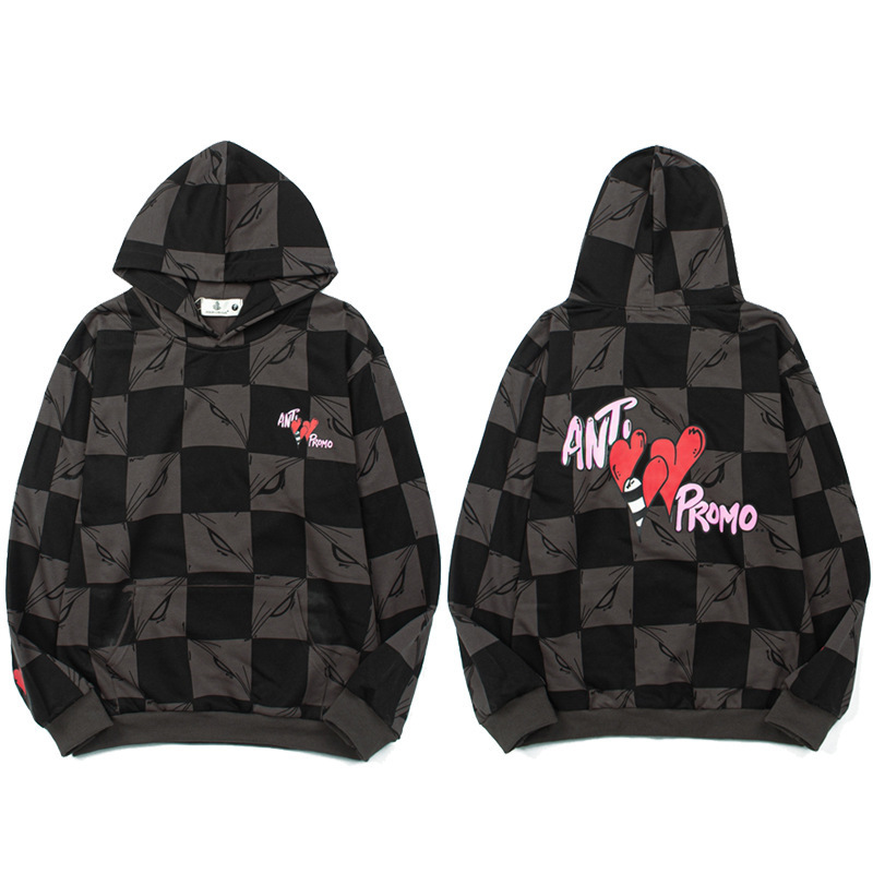 American Retro High Street Style Celebrity-Inspired Trendy Brand Checkerboard Heart Multi-Eyed Graffiti Hooded 3D Printed Sweatshirt American Retro High Street Style Celebrity-Inspired Trendy Brand Checkerboard Heart Multi-Eyed Graffiti Hooded 3D Printed Sweatshirt