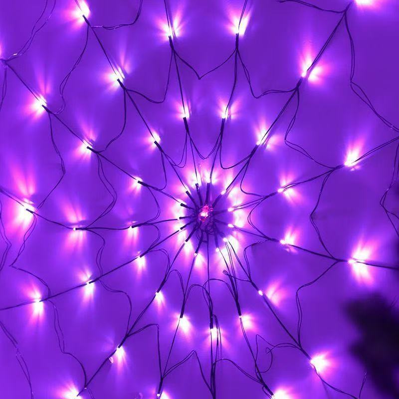 蜘蛛网LED灯串鬼节氛围装饰灯节日彩灯庭院室内布置串灯万圣节|undefined